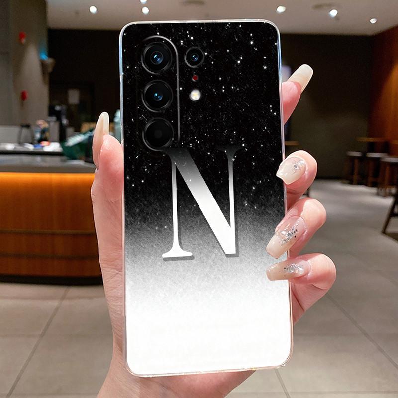 Anti-scratch Case For Tecno Camon 50 Pro 4G Jelly Clear TPU Soft Casing Fashion Lucky Initial Letter With Flower Couple Shell
