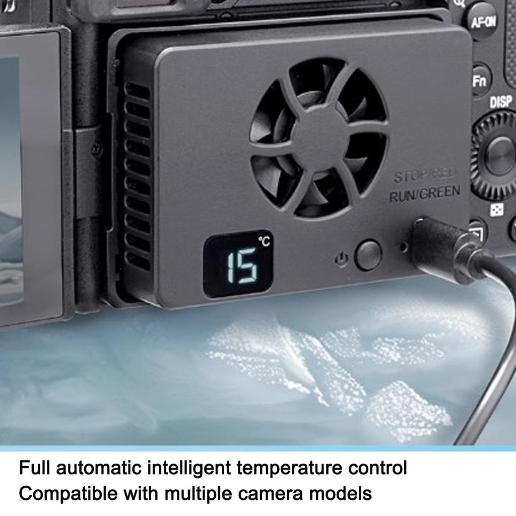 Camera Cooling Fan for ZV Type C Quiet Camera External Cooling System for Live Intelligent Temperature Control A7M4, ZVE1, A6700, A7C2, E10, ZV1, XT4,