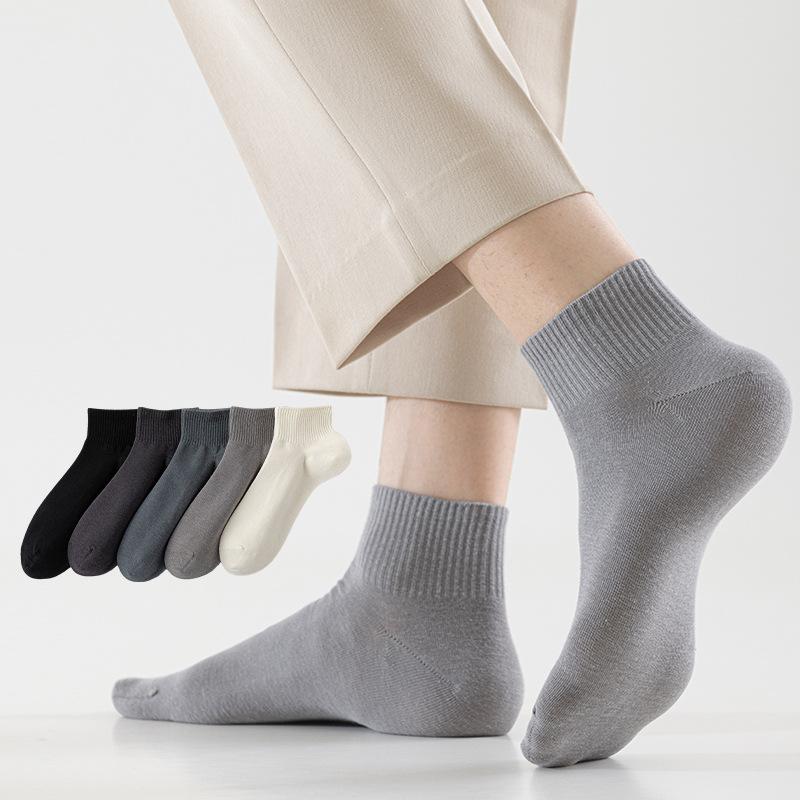 Men's Spring and Summer Thin Solid Color Versatile Business Sweat Absorbing and Odor Proof Boneless Short Socks