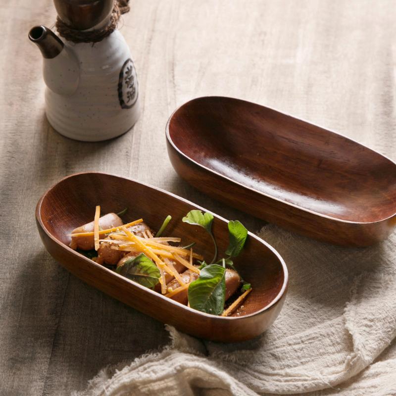 Boat Shaped Serving Bowl / Tray For Fruits Salad Or Snack Handcrafted Wooden Plate Jewelry Tabletop Storage Box 1PCS