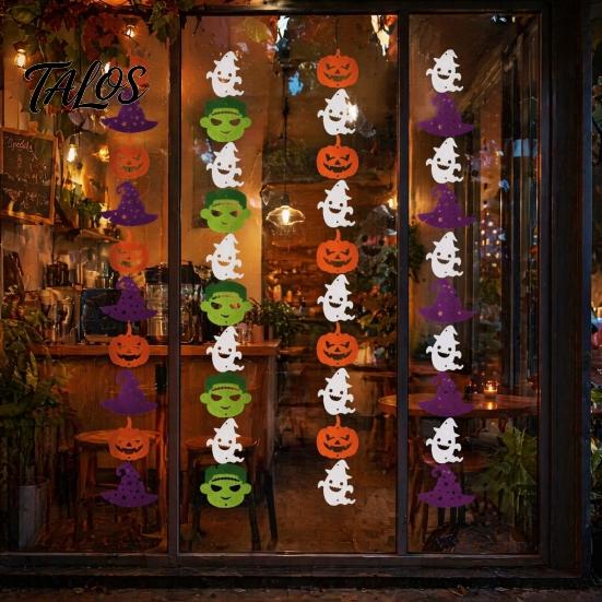 Horror Backdrop Decor Halloween Party Felt Hanging Garland, Creepy Pumpkin Ghost Skull Witch Hat Supplies Streamer, Banner for Trick or Treat