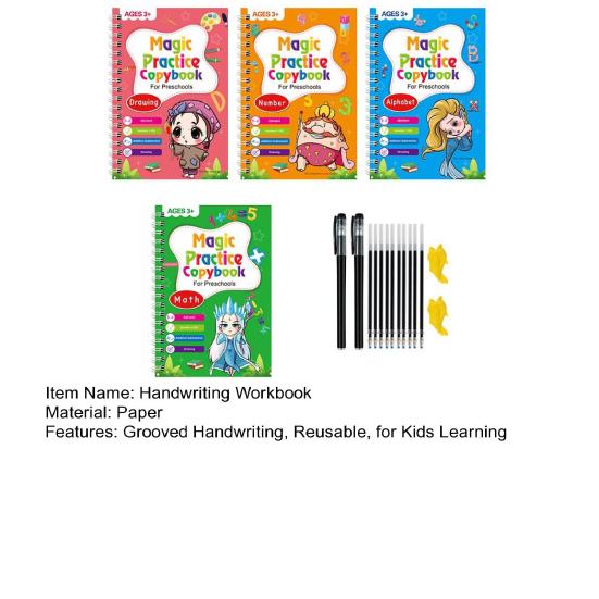 Suddies Trace Grooved Writing Practice Tracetrek Workbook Reusable Grooved Handwriting Workbook Number Letter Tracing Book for Kids Learning