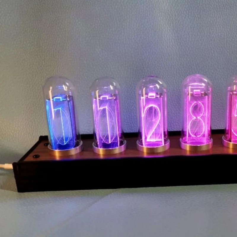Digital Glass Nixie Tube Clocks LED Timepiece Calendar Mini Table Clocks Silent Modern Alarm Clock Bedside Table Watch Design