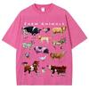 Street American Retro Cute Cow T-shirt Women Short Sleeve Round Neck Loose Casual Top Oversized Tees Large Size
