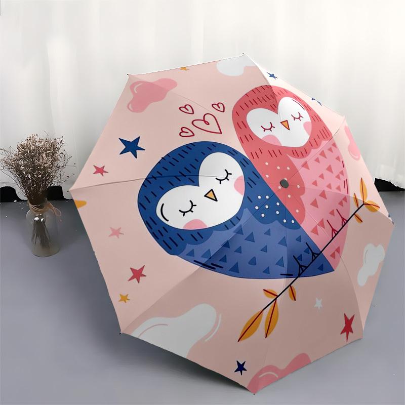 1pc Love Owls Heart Pink Stars Clouds Umbrella with Plastic Handle,Suitable for All Seasons Home Travel Outdoor Umbrellaptys31015