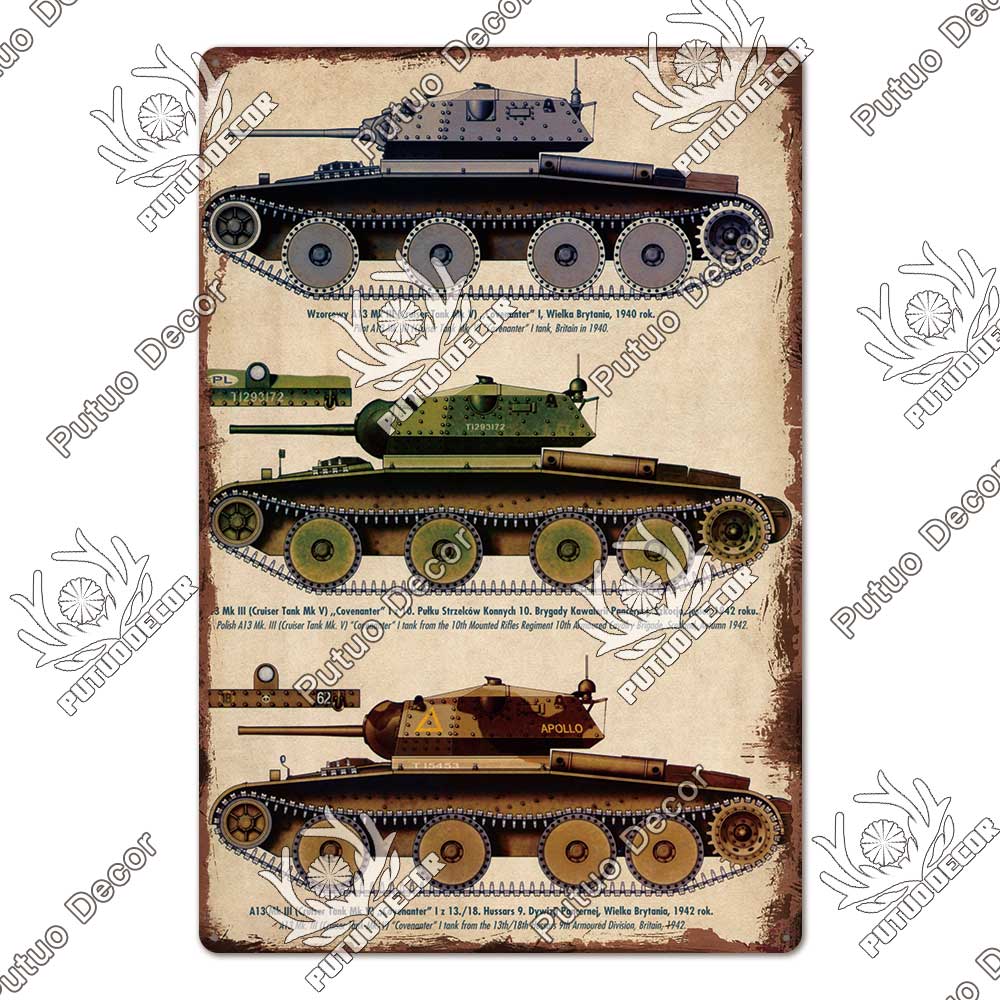 Putuo Decor Panzer Blechschild Metallschild Dekorative Vintage-Dekor Plakette Wanddeko Garage Man Cave Clubraum Zuhause