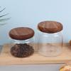 1Pcs Wooden Cover Coffee Beans Vacuum Sealed Tank Transparent Glass Food Storage Jars Household Moisture-Proof Container