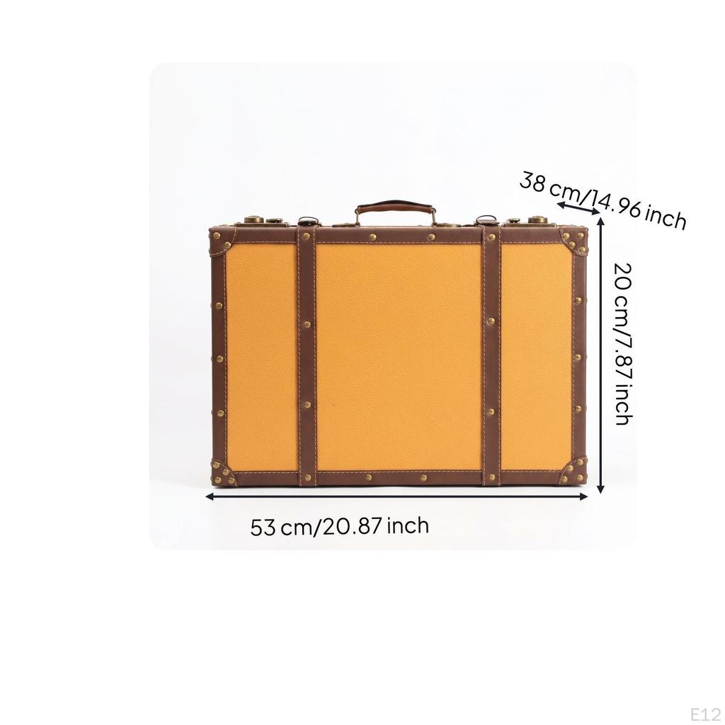 Vintage Trunk-Shaped Storage Box Leather-Like Finish Suitcase-Style