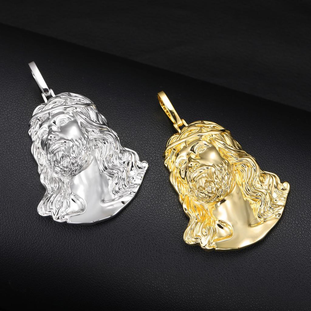 Men's Hip Hop Accessory Light Gold Brass Statue Pendant Necklace Zircon Fashionable Nightclub Sweater Chain Trendy Accessory