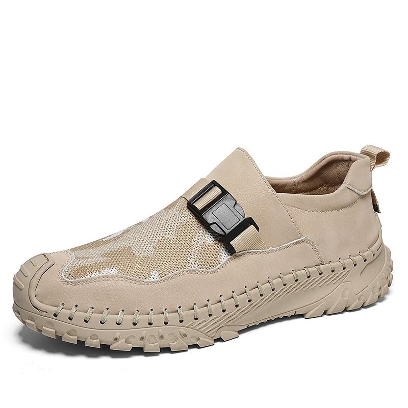 

Withdrawal of high-end mesh sneakers Men s leather breathable hollow mesh shoes Thin 38