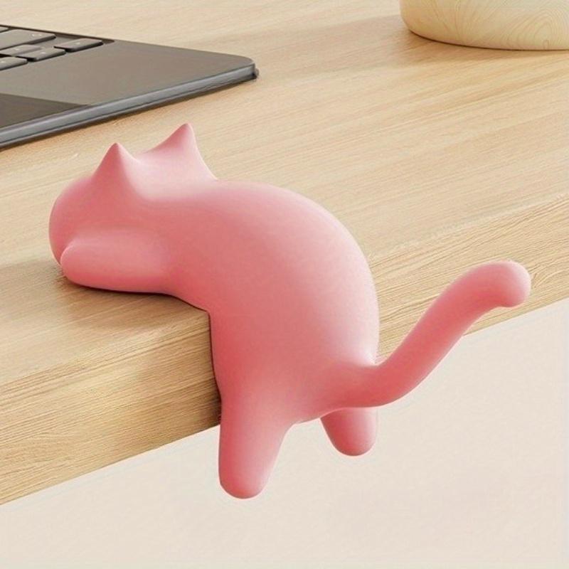 1pc Colorful Cat-Shaped Desk Hooks - Removable Clamp Clips, , ABS Material, Ideal for Cable Management in Kitchen, Bathroom