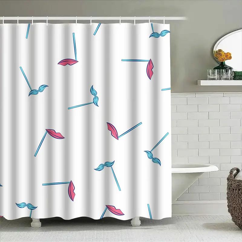 

Whimsical Bath Curtain Waterproof Decorative Shower Curtains for Home Bathroom Blue Pink Leaves Design Modern Decoration in Kitc 120X180cm