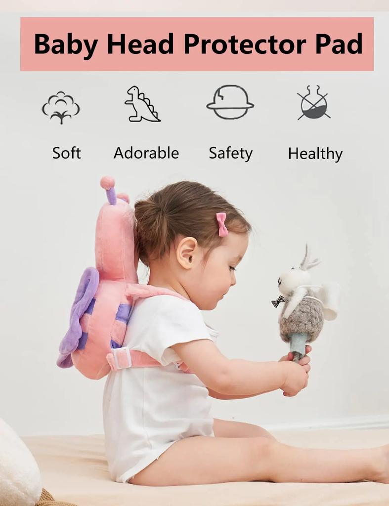 Cotton Imported Soft & Breathable Head Protection Backpack for Toddlers 0-3 Years Old Lightweight Design Adjustable Plush Straps Machine Washable
