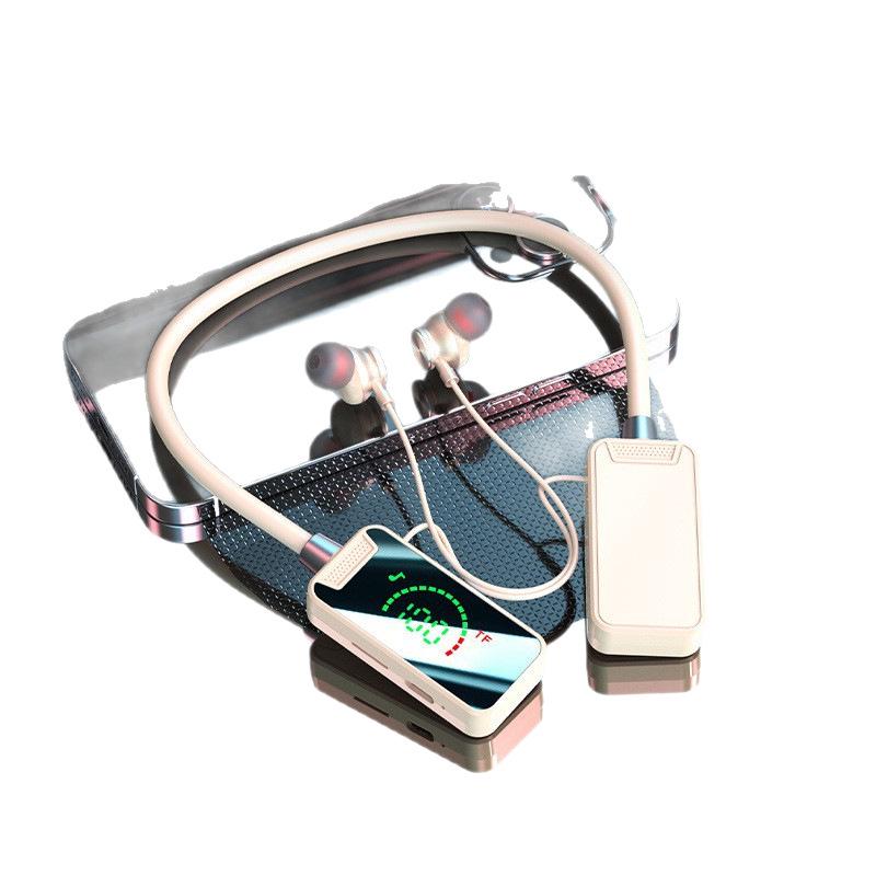 Cross-border Neckband Bluetooth Earphones with Ultra-long Standby & Digital Display for KTV Singing and Calls