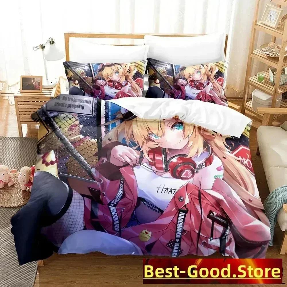 Anime Akai Haato Bedding Set Duvet Cover Bed Set Quilt Cover Pillowcase Comforter King Queen Size Boys Adult Bedding Set
