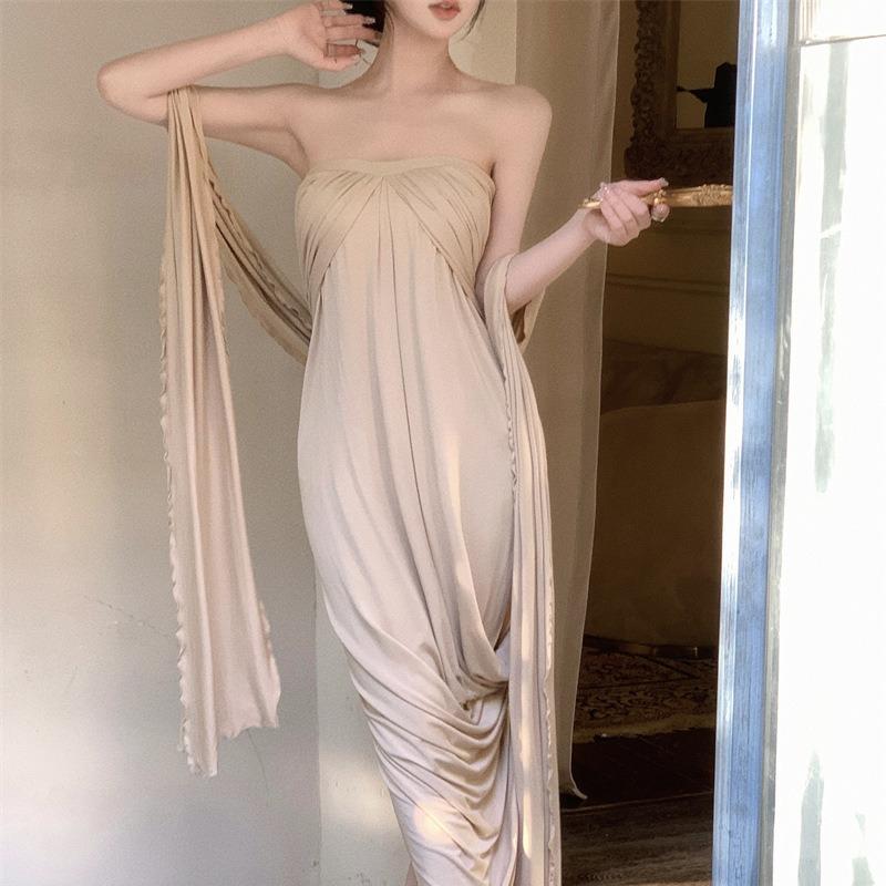 Robe Muse Grecque Femme Été Vintage Bandeau Vacances Dune Terres Désolées Plage Longue Jupe