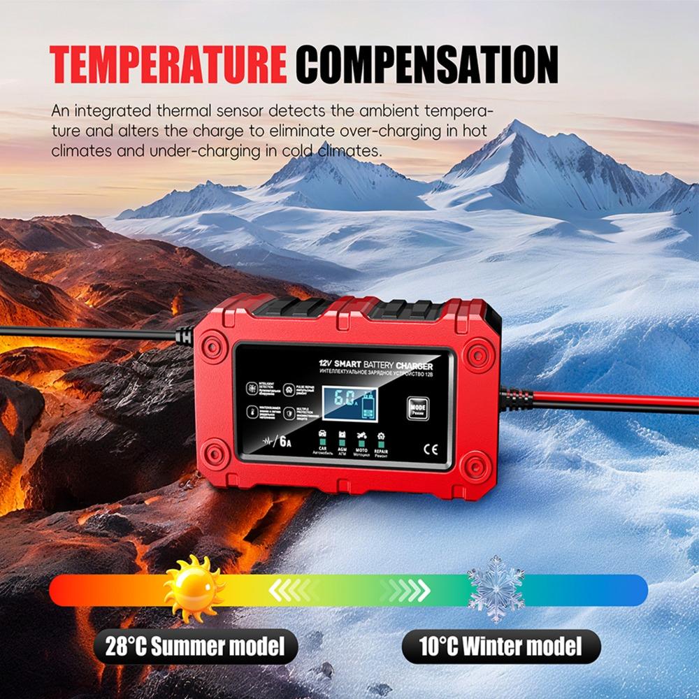 LCD Display 12V Battery Charger ABS Battery Maintainer Battery Pulse Repair Charger  Car/Motorcycle