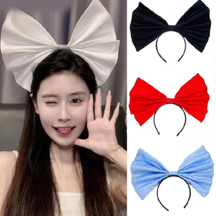 Christmas Huge Bows Hair Hoop Sweet Big Bow Headbands Satin Bow Hair Bands