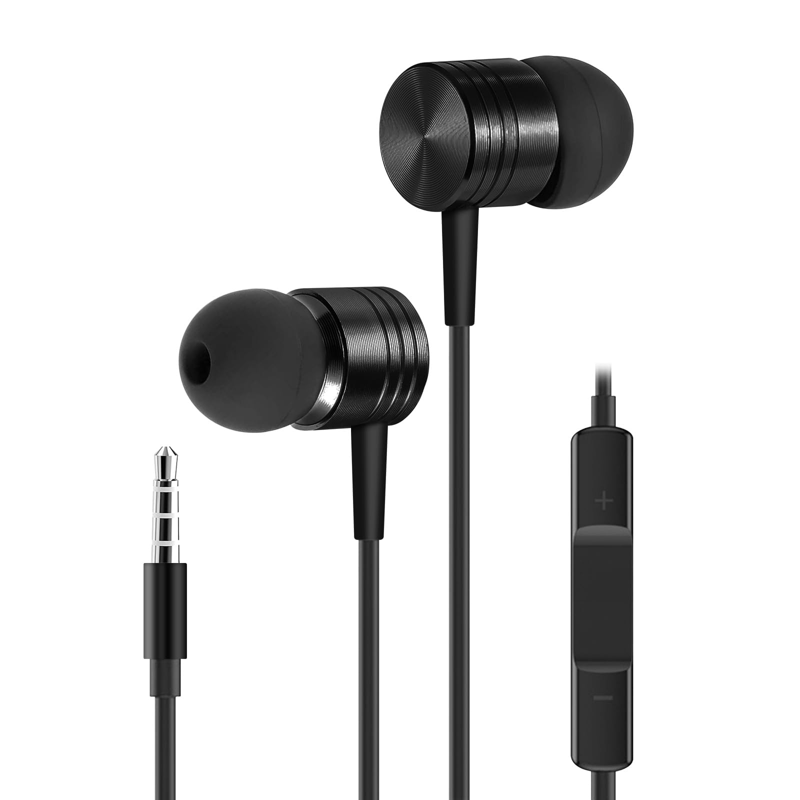 

Improved Wired Aluminum Enhanced Sound Deep with Clear Compatible with All Devices with a [2025 Model] In-Ear Earphones, Alloy, Quality, Bass, 1.2m чорний