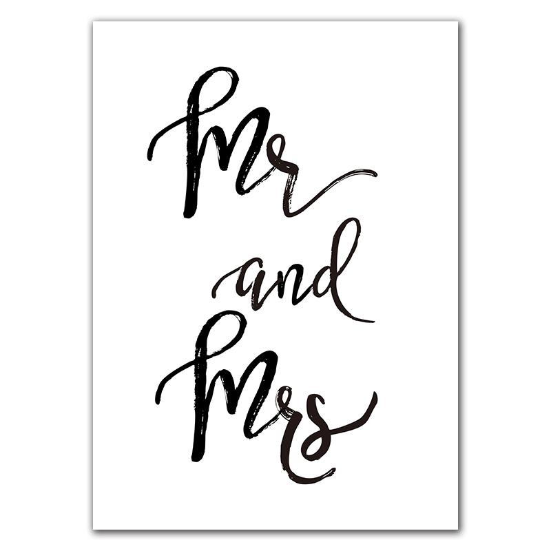 Mr Mrs Love Wedding Wall Picture For Bedroom MakeUp Beauty Eyelash Decorative Painting Print Poster Quote Canvas Painting HD2109