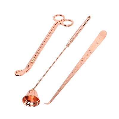 Ensemble de 3 pièces pour couper la mèche de bougie, coupe-mèche, éteignoir de bougie, plongeur de mèche, ensemble d'accessoires de bougie en acier inoxydable, couleur Or Rose