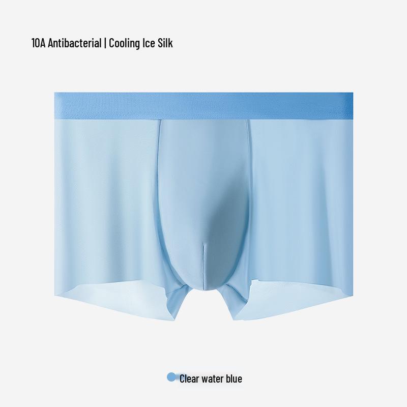 Men's Breathable Ice Silk Boxer Briefs: Lightweight, Antibacterial, Seamless, Plus-Size Underwear for Summer