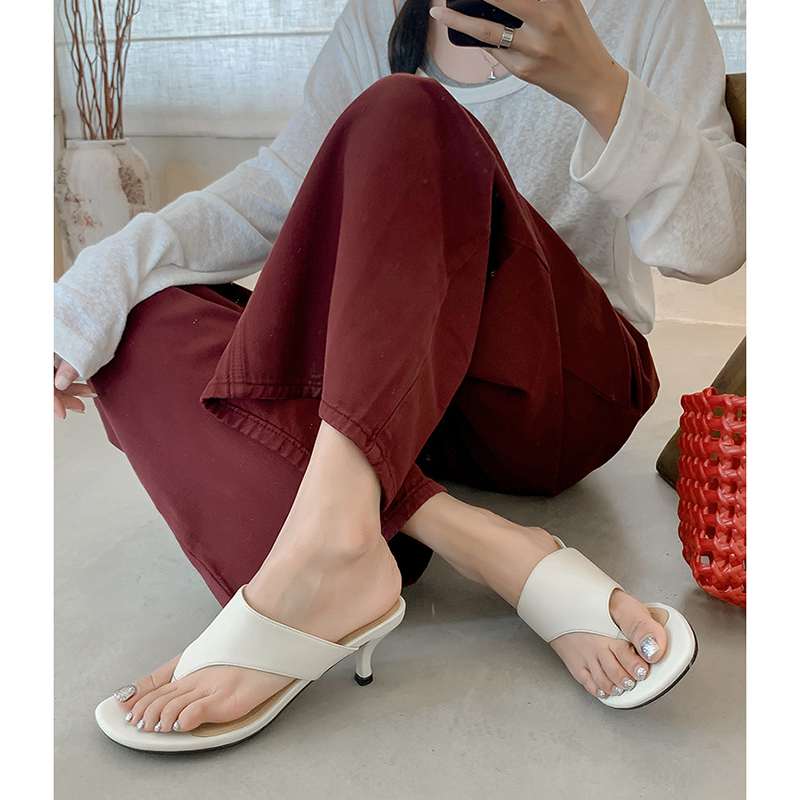 Krazing Pot Suede Mules Summer Size 40 Outside Slippers Flip Flops Stiletto High Heels Women Peep Toe Sandals