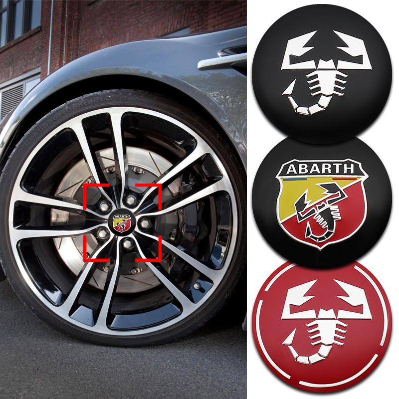 4pcs 56mm Wheel Center Hub Cap Emblem Badge Stickers Car Stying for Abarth 124 500 Grande Punto Spider 500C 595C 695C Evo