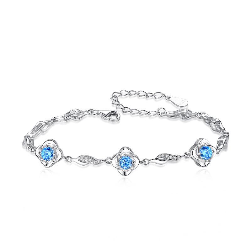 

Women s 925 Sterling Silver Shamrock Bracelet - Elegant Lucky Charm Jewelry, Perfect for Christmas or Valentine s Day Gift.