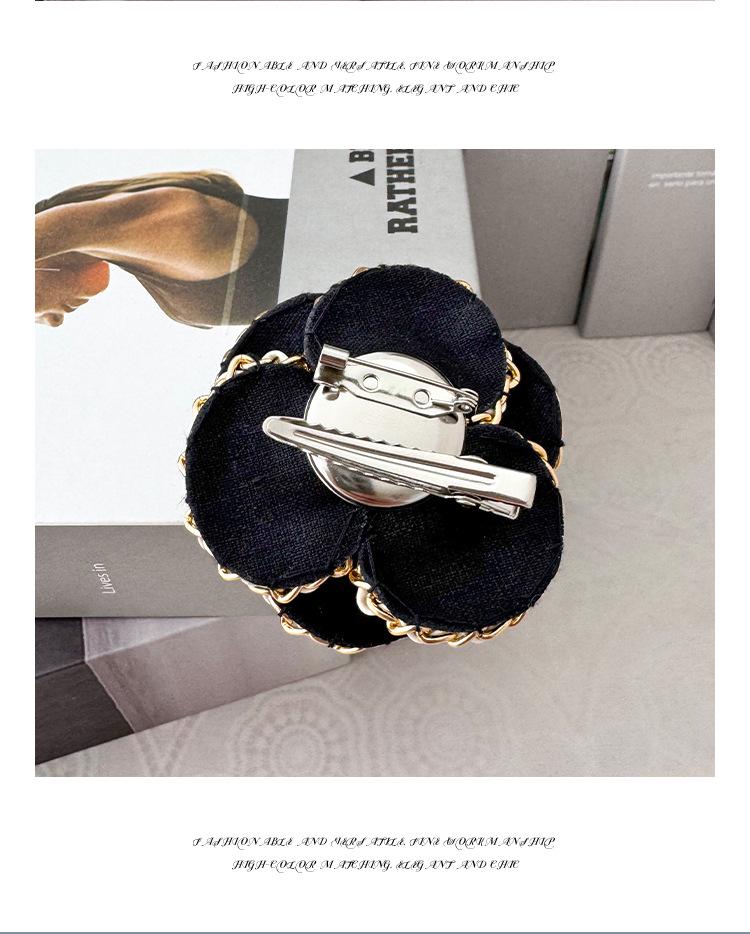 Korean Retro Camellia Pearl Chain Brooch