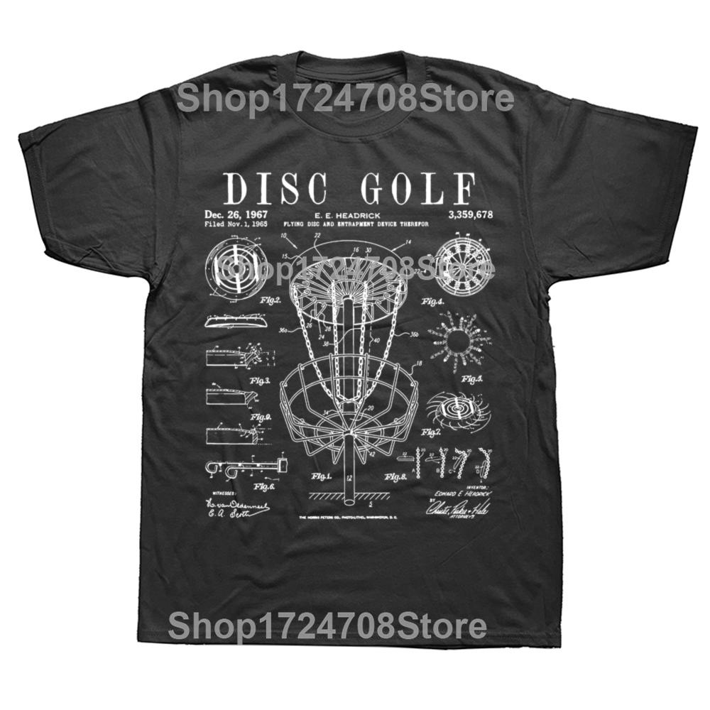 

Funny Disc Golf Basket Vintage Patent Drawing Graphic Tshirts Men Fashion Casual Tshirt 100 Cotton Loose Oversized T Shirt 4XL