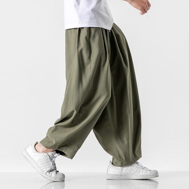 Men Wide Leg Pants Spring Brand Men Chinese Style Baggy Trouser Mens Hip Hop Jogger Pants Men Soild Color Pants