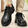 Derby shoes men's 2025 autumn and winter new leather formal business shoes men's platform height increase black versatile wedding leather shoes