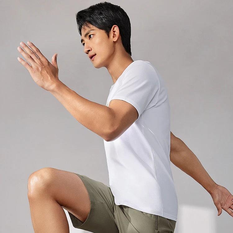 Li-Ning Fitness Series Printed Letter Crew Neck Short Sleeve T-Shirt Men Tops White ATST101-2