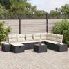 Garden Sofa Set with Cushions 9 pcs Black Poly Rattan