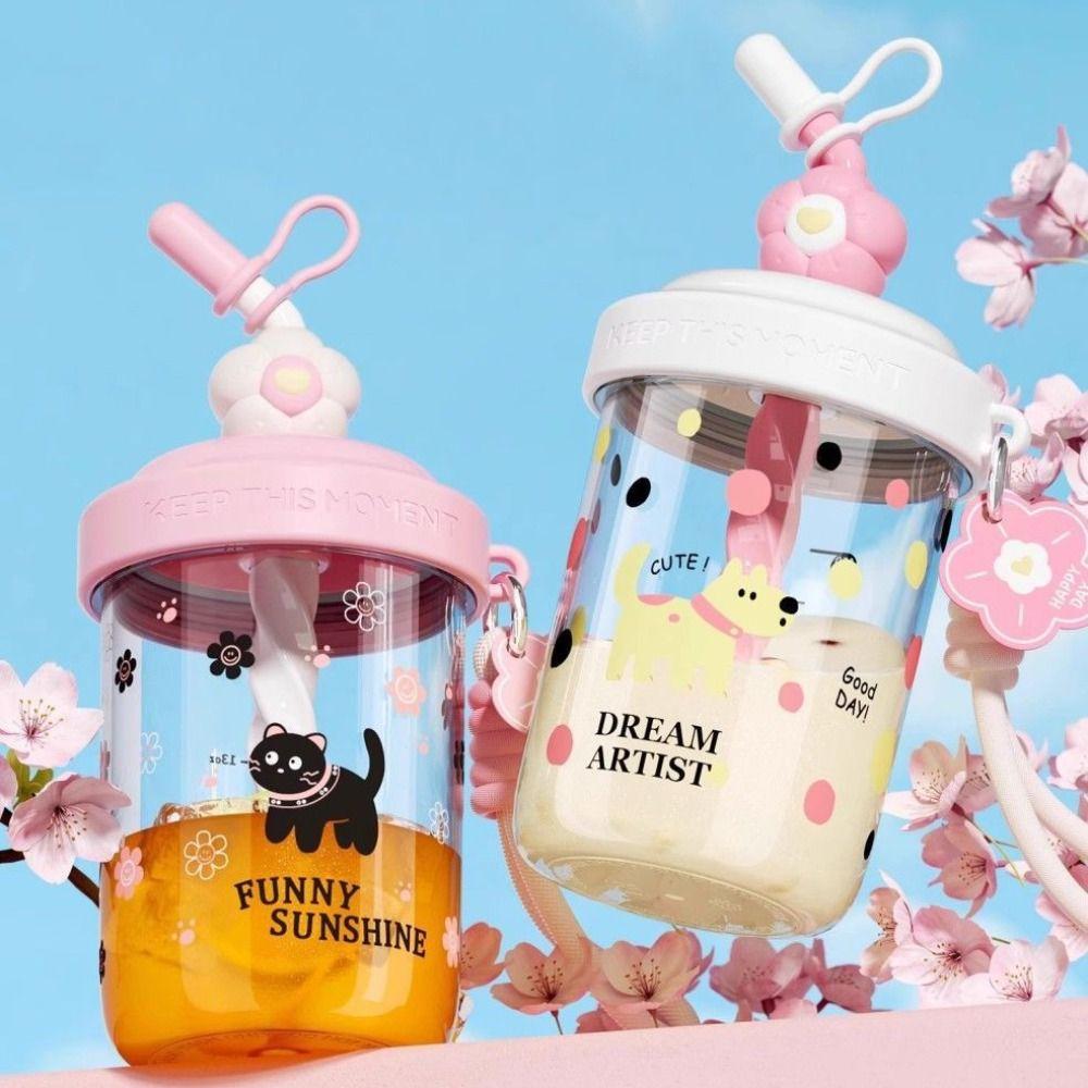 Staubkappe Wasserflasche Hohe Kapazität Strohflasche Anti-Tropf Teekessel Kinder