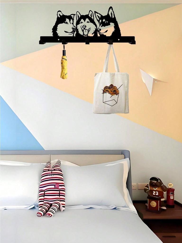 1-2pcs Black Iron Dog Wall Hook, Cute Animal Hanger for Home Decor, Keys & Towels, Dog Lover Gift