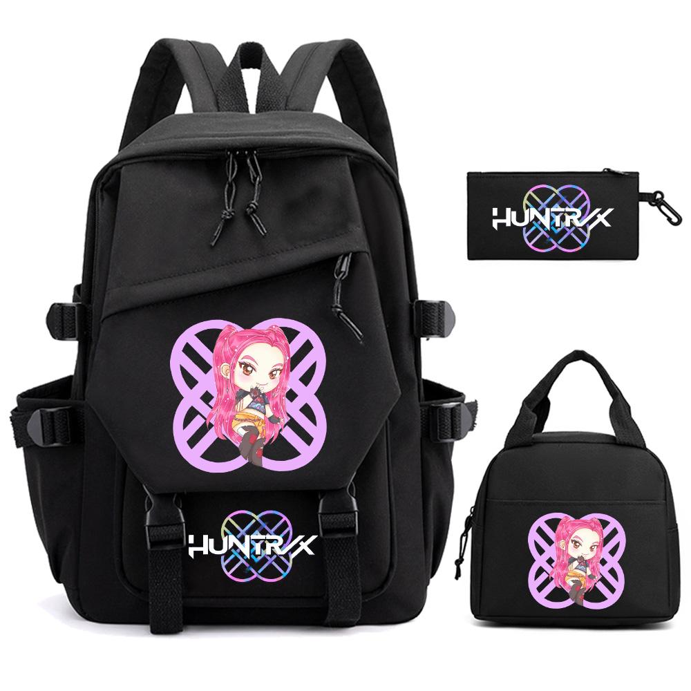 3Pcs/set K-pop Demon Hunters Printed Backpack for Teenger Boy Girl Large Capacity Schoolbag Children Student Bookbag Women Waterproof Travel Bag