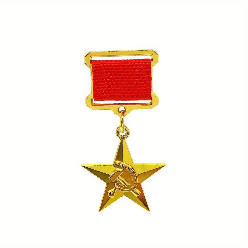 2pcs/set Copy Venus Country Micro Wallet Socialist Labor Hero Medal Golden Star World War II USSR Five-star Alloy CCCP Badge