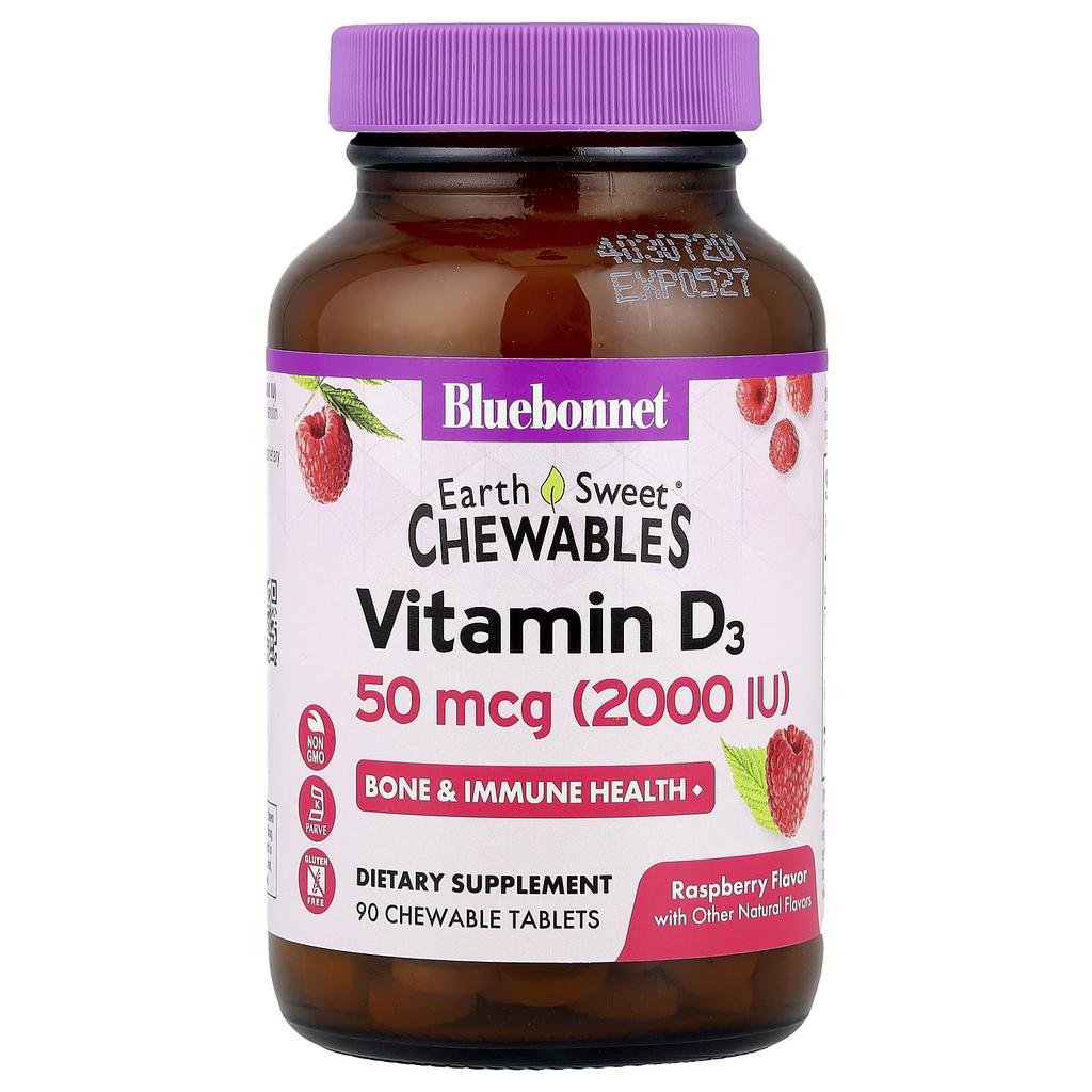 Earthsweet Chewable, Vita D3, Raspberry, 2,000 Iu, 90 Chewable Tablets