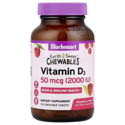 Earthsweet Kautabletten, Vita D3, Himbeere, 2.000 IE, 90 Kautabletten
