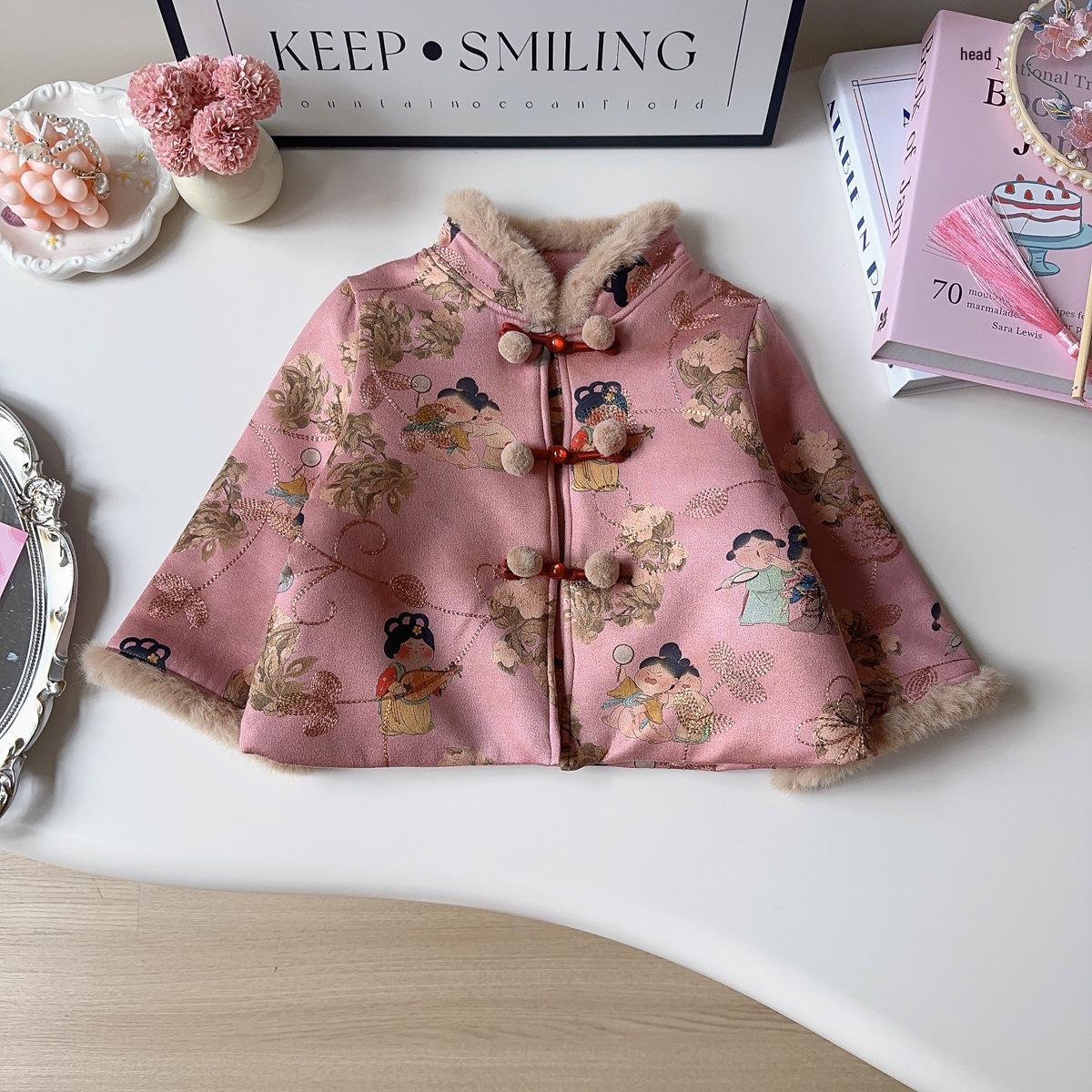Girls Chinese-Style Fleece-Lined Winter Jacket AWA856 Size 90
