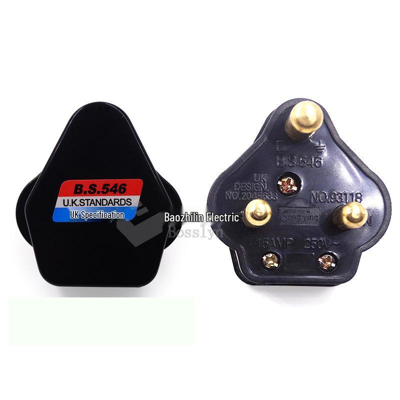 South Africa 15A/250V Industrial 3-Pin Power Plug with Copper Wiring чёрный