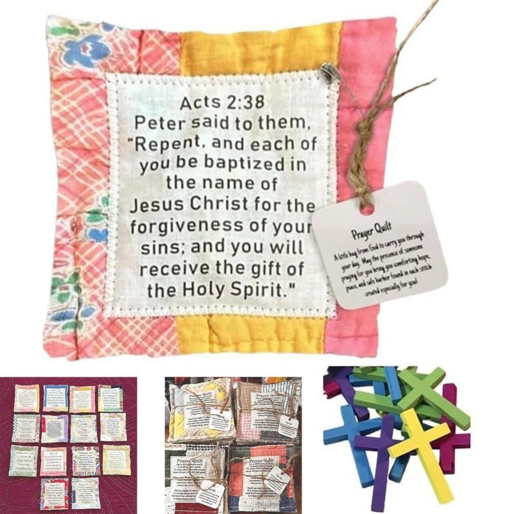 Individually Colorful Quilts Prayer Quilt with Cross Inside Prayer Gifts Handmade Sew Quilt Individually Colorful Pocket