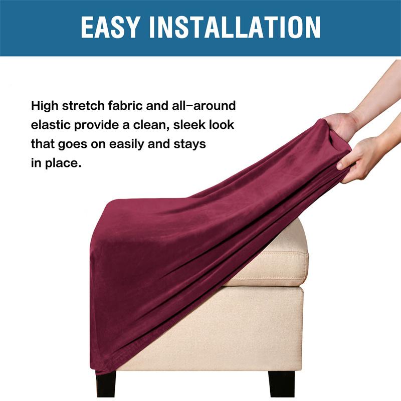 Soft Velvet Footstool Cover Washable Removable Sofa Footrest Slipcovers Elastic Square Stool Cover Furniture Protector Covers
