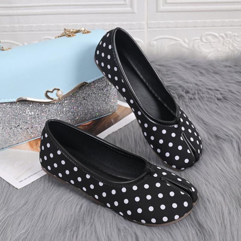 Spring Summer Women's Flat Shoes Pig Toe Slippers Lazy Person Horse Hoof Shoes Rubber Upper Plain Shoes Autumn Ballet Flats Shoe