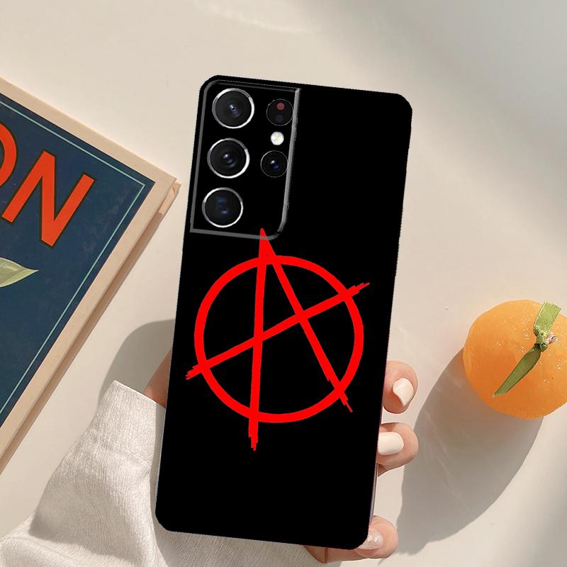Anarchy Symbol A Phone Case For Samsung Galaxy S22 S23 S21 Ultra S20 FE S8 S9 S10 Plus Note 10 20 Ultra Cover