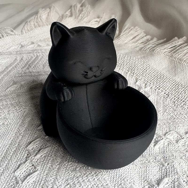 3D Printed Cat-Hug Bowl Pot With Drainage Holes Succulents Small Flowers Plants Cacti Home Offices Desktop Decorative Ornament