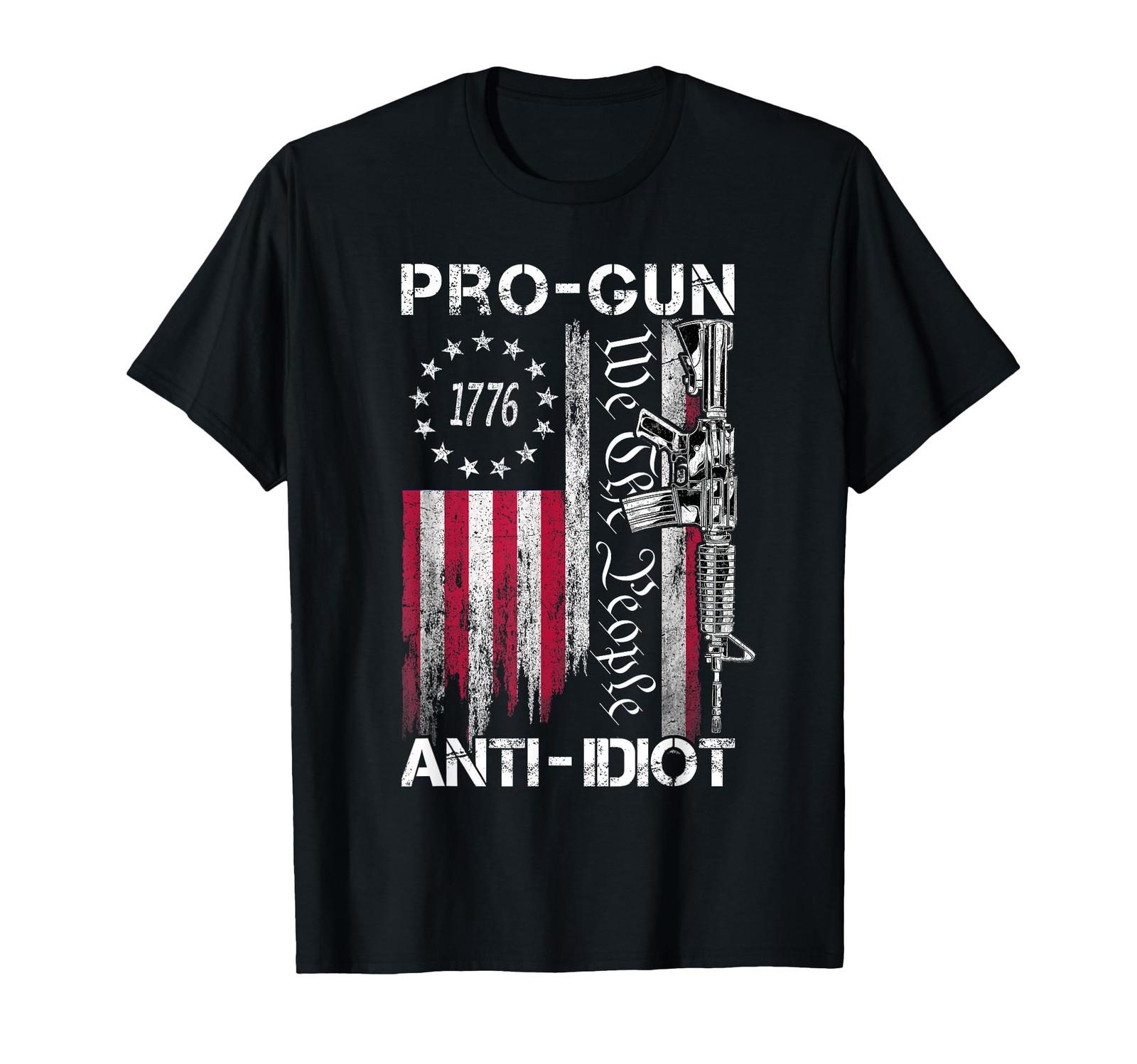 Pro Gun Anti Idiot Shirt Vintage USA Flag 2nd Amendment T-Shirt (1) S разноцветный
