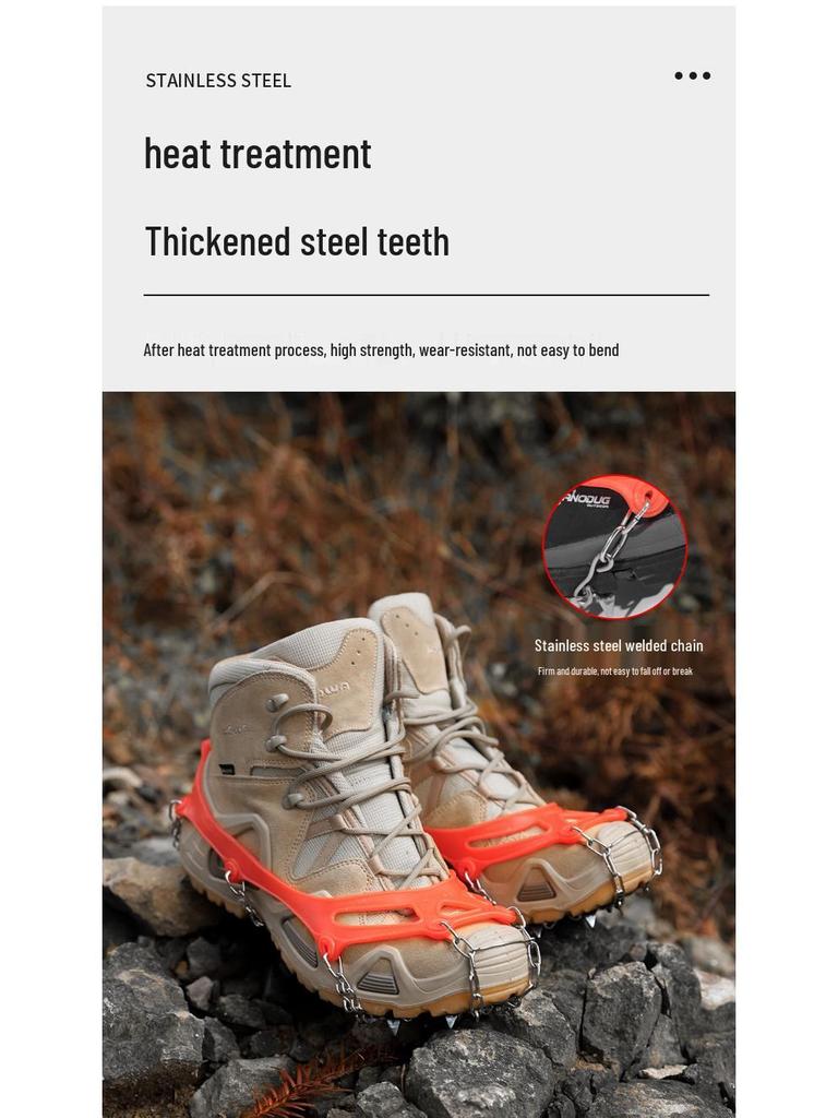 13-Zahn Schneekrallen Steigeisen aus Edelstahl: Verstärkte Anti-Rutsch-Ketten für Eisklettern